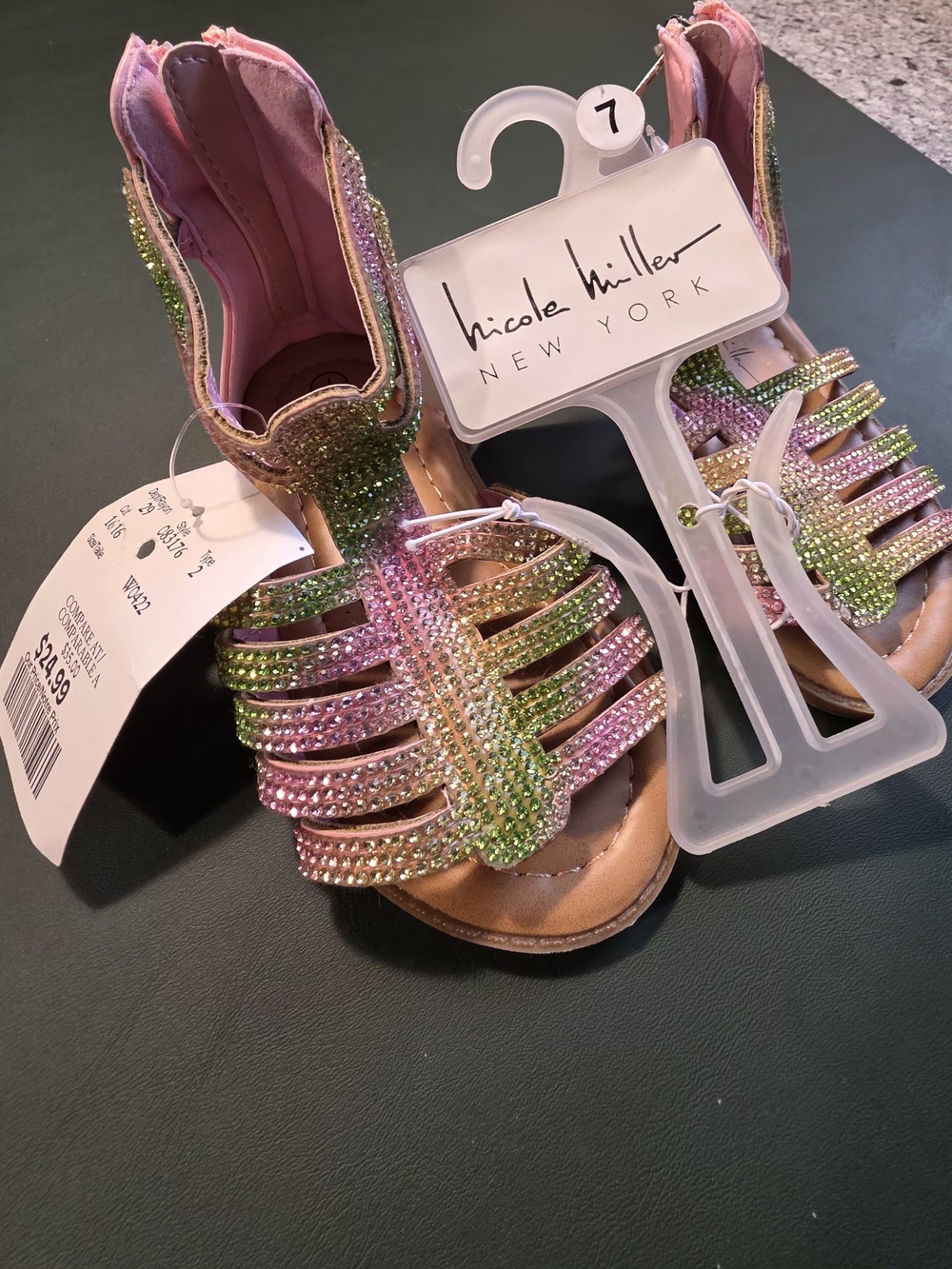 Girls' Multi-Color Rhinestone Gladiator Sandals - Picture 4 of 8